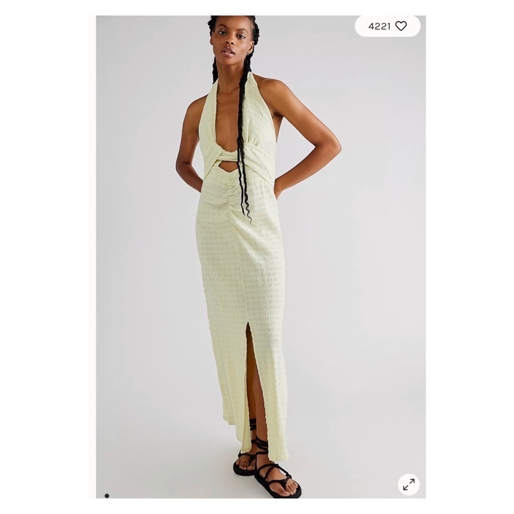 Free People Nya Cutout Halter Maxi Dress Olive Green Endless Summer M - Picture 7 of 10
